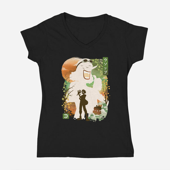Ukiyo The Sniper-Womens-V-Neck-Tee-dandingeroz