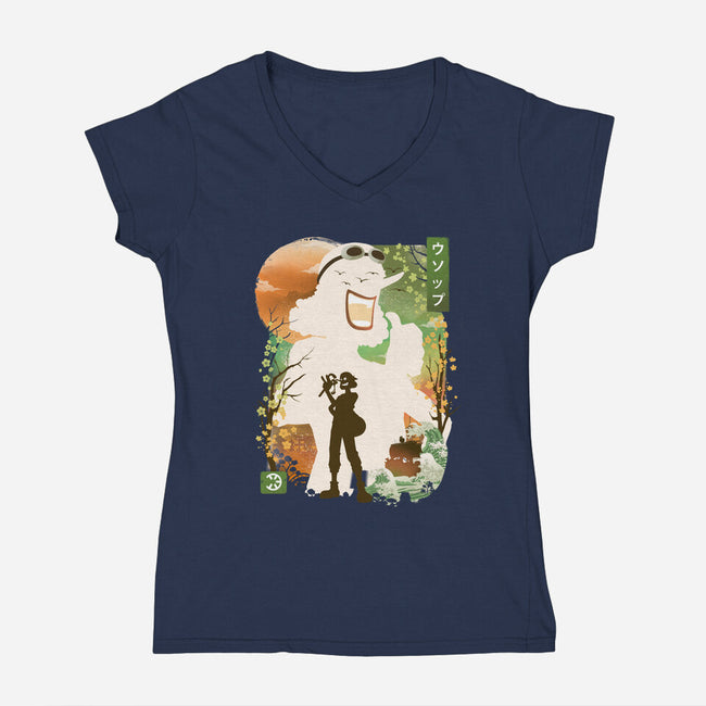 Ukiyo The Sniper-Womens-V-Neck-Tee-dandingeroz
