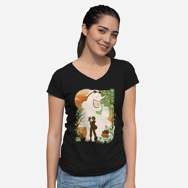 Ukiyo The Sniper-Womens-V-Neck-Tee-dandingeroz