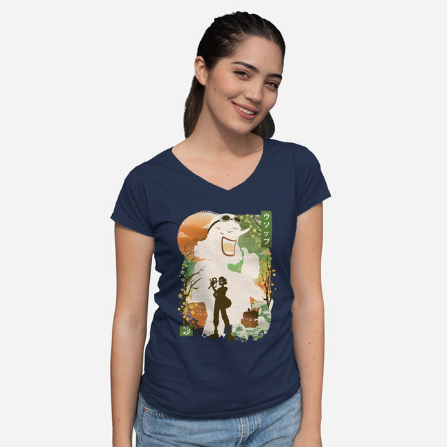 Ukiyo The Sniper-Womens-V-Neck-Tee-dandingeroz