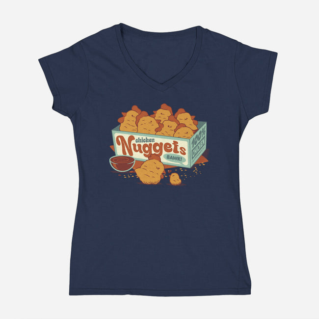 Chicken Nuggets-Womens-V-Neck-Tee-tobefonseca