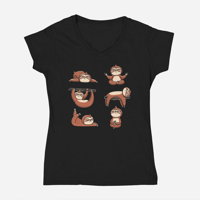Sloth Yoga-Womens-V-Neck-Tee-tobefonseca