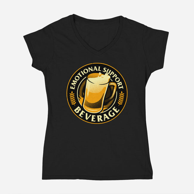 Emotional Support Beverage Beer-Womens-V-Neck-Tee-tobefonseca