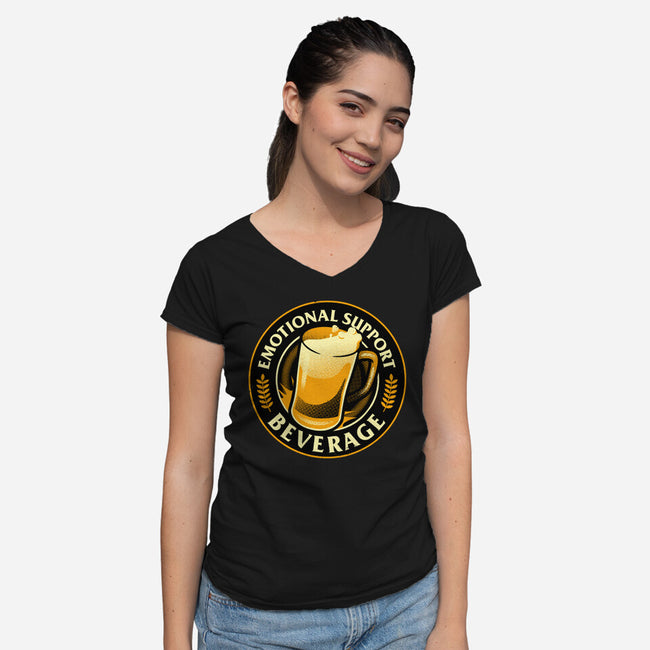Emotional Support Beverage Beer-Womens-V-Neck-Tee-tobefonseca