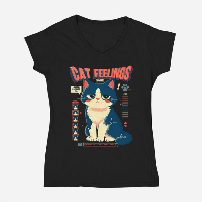Cat Feelings Game-Womens-V-Neck-Tee-Eoli Studio