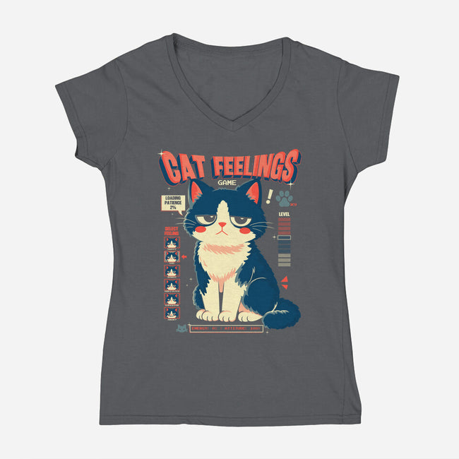 Cat Feelings Game-Womens-V-Neck-Tee-Eoli Studio