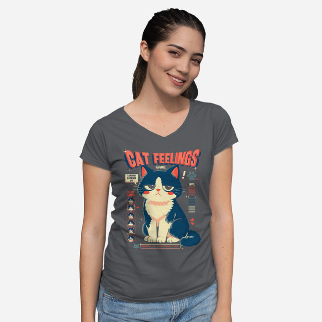 Cat Feelings Game-Womens-V-Neck-Tee-Eoli Studio