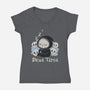Dead Tired Death Sleeping-Womens-V-Neck-Tee-Loobs