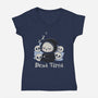 Dead Tired Death Sleeping-Womens-V-Neck-Tee-Loobs