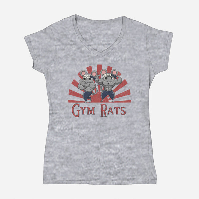 Gym Rats-Womens-V-Neck-Tee-Loobs