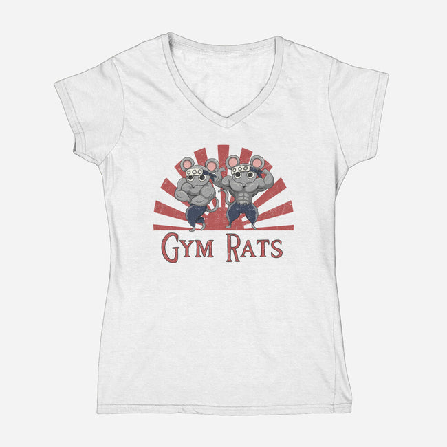 Gym Rats-Womens-V-Neck-Tee-Loobs