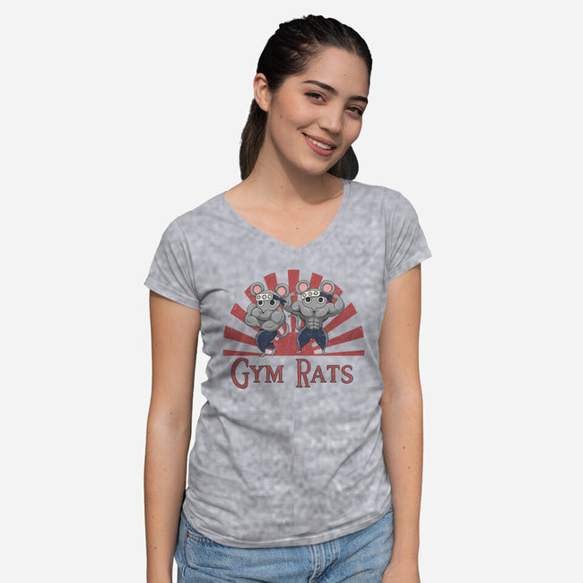 Gym Rats-Womens-V-Neck-Tee-Loobs