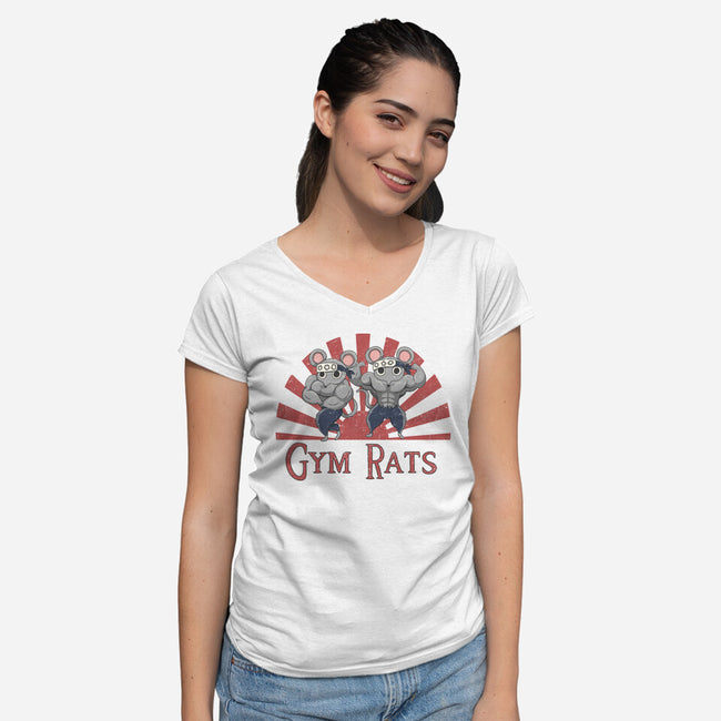 Gym Rats-Womens-V-Neck-Tee-Loobs
