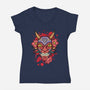 Oni Mask-Womens-V-Neck-Tee-nickzzarto