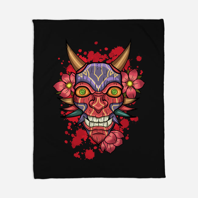 Oni Mask-None-Fleece-Blanket-nickzzarto