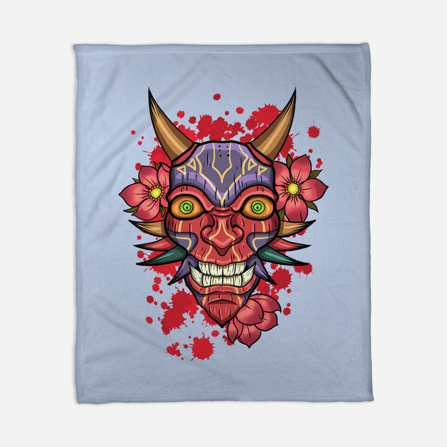 Oni Mask-None-Fleece-Blanket-nickzzarto