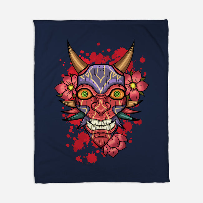 Oni Mask-None-Fleece-Blanket-nickzzarto
