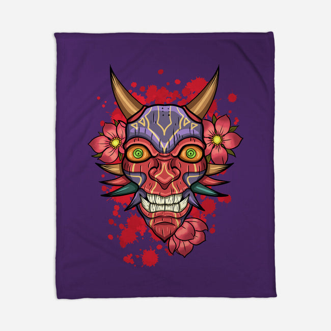 Oni Mask-None-Fleece-Blanket-nickzzarto