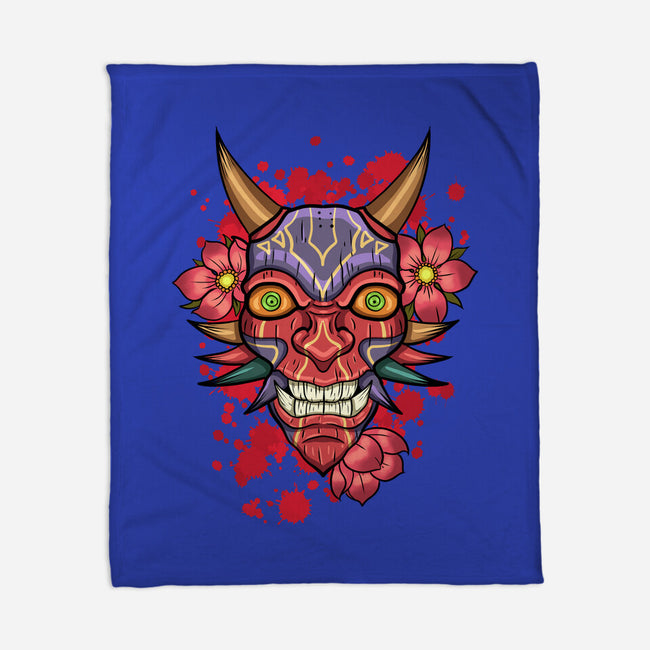 Oni Mask-None-Fleece-Blanket-nickzzarto