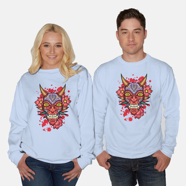 Oni Mask-Unisex-Crew Neck-Sweatshirt-nickzzarto