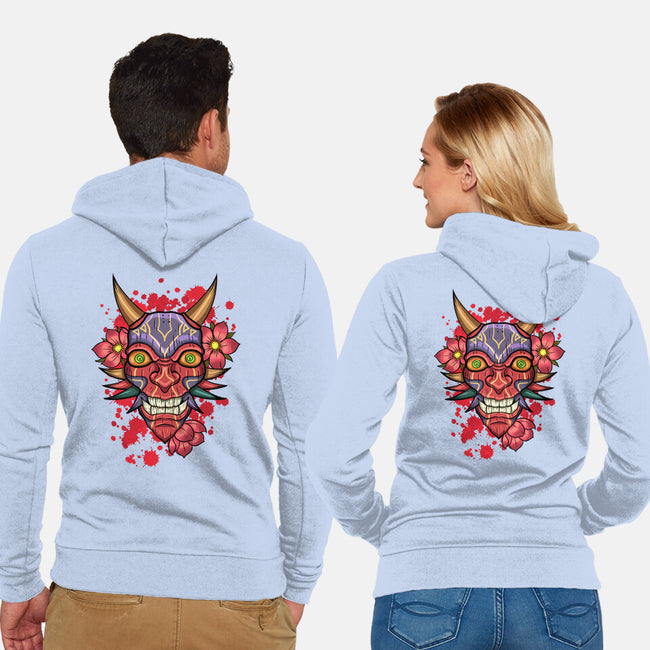 Oni Mask-Unisex-Zip-Up-Sweatshirt-nickzzarto