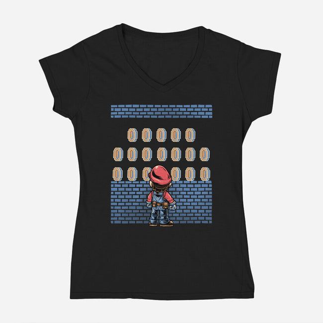 Tunnel Of Coins-Womens-V-Neck-Tee-glitchygorilla