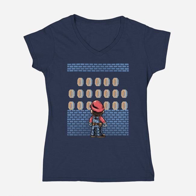 Tunnel Of Coins-Womens-V-Neck-Tee-glitchygorilla