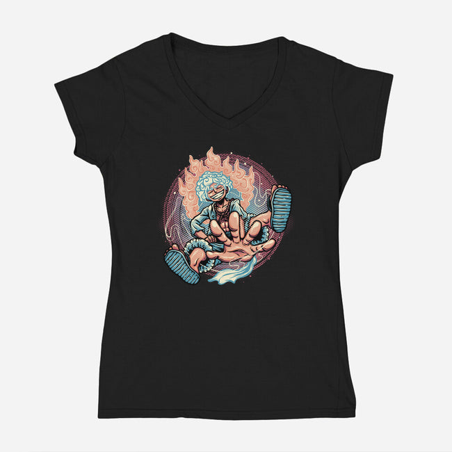 Awakened Pirate King-Womens-V-Neck-Tee-glitchygorilla
