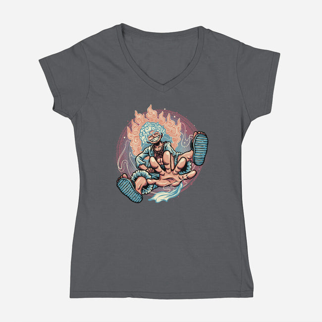Awakened Pirate King-Womens-V-Neck-Tee-glitchygorilla