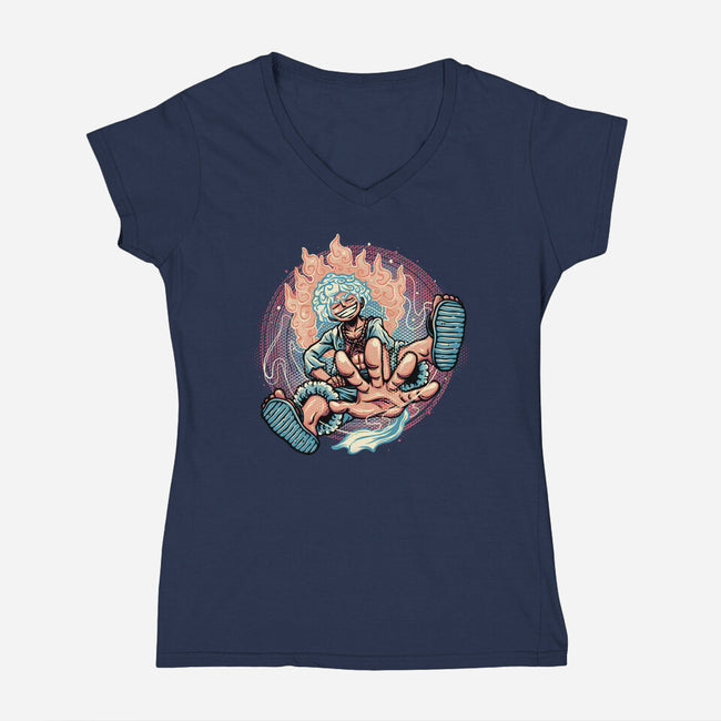 Awakened Pirate King-Womens-V-Neck-Tee-glitchygorilla