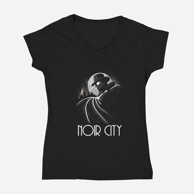 Noir City-Womens-V-Neck-Tee-dandingeroz