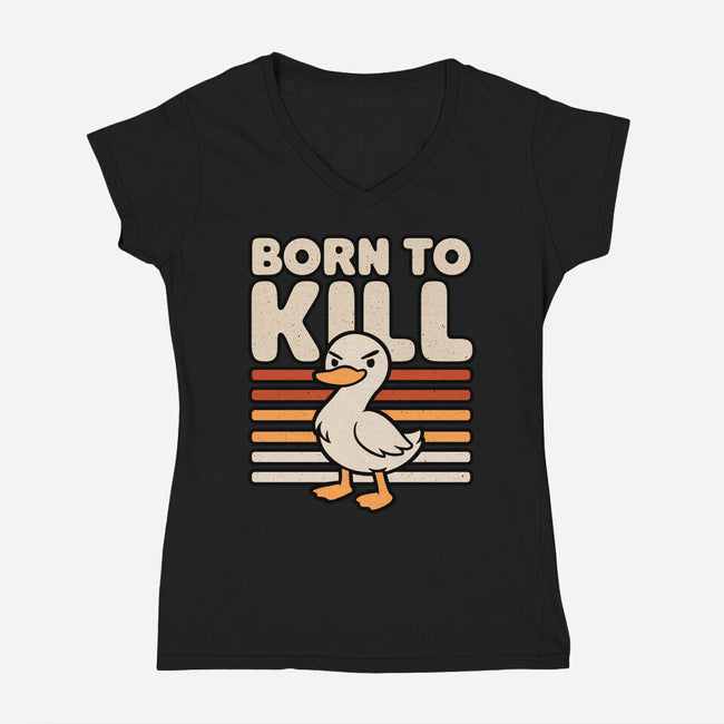 Cute Ironic Duck-Womens-V-Neck-Tee-Studio Mootant