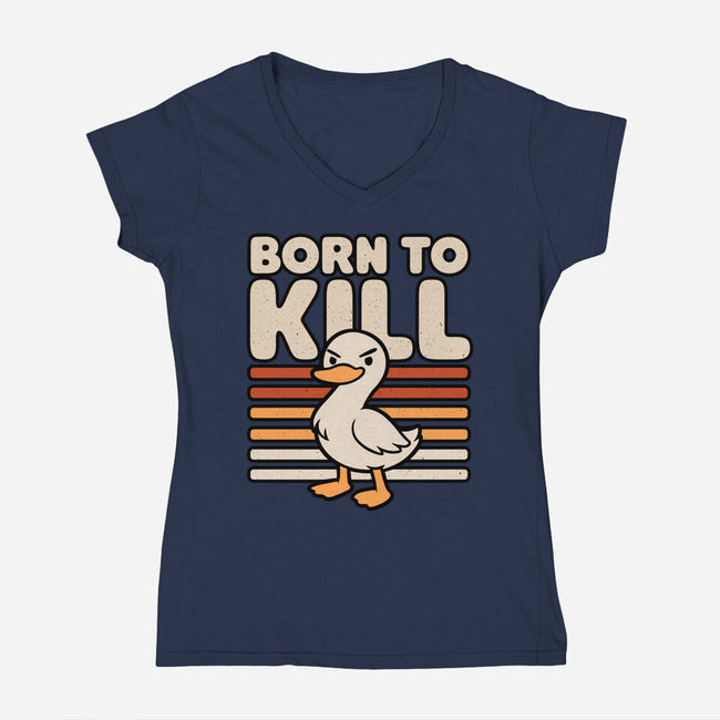 Cute Ironic Duck-Womens-V-Neck-Tee-Studio Mootant
