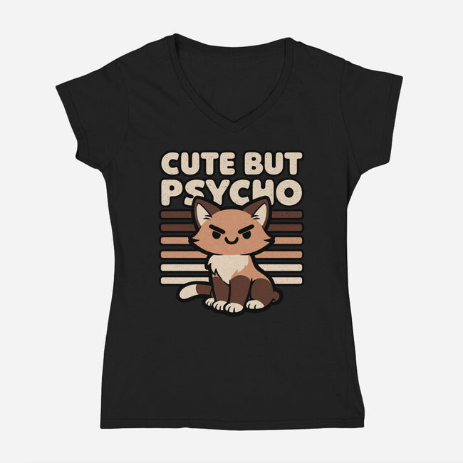 Cute Ironic Cat-Womens-V-Neck-Tee-Studio Mootant