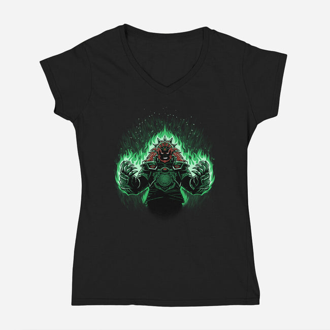 Triforce Tyrant Aura-Womens-V-Neck-Tee-Astrobot Invention