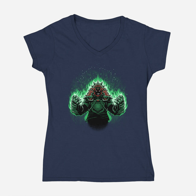 Triforce Tyrant Aura-Womens-V-Neck-Tee-Astrobot Invention