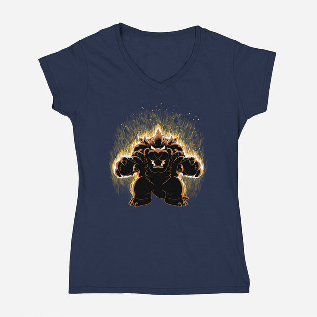 Koopa Overlord Aura-Womens-V-Neck-Tee-Astrobot Invention