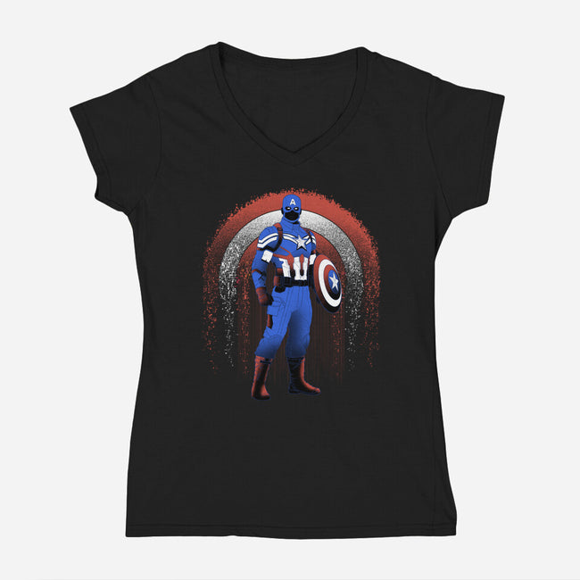 Super Soldier Linework Emblem-Womens-V-Neck-Tee-Astrobot Invention