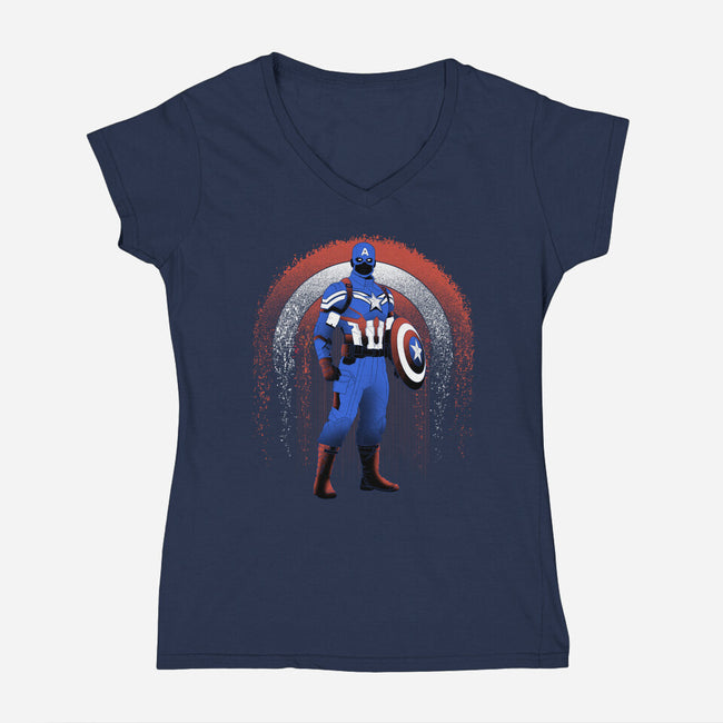 Super Soldier Linework Emblem-Womens-V-Neck-Tee-Astrobot Invention