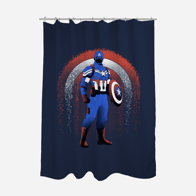 Super Soldier Linework Emblem-None-Polyester-Shower Curtain-Astrobot Invention