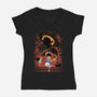 Rubber Pirate Shadow Lineart-Womens-V-Neck-Tee-Astrobot Invention