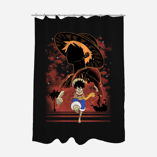 Rubber Pirate Shadow Lineart-None-Polyester-Shower Curtain-Astrobot Invention
