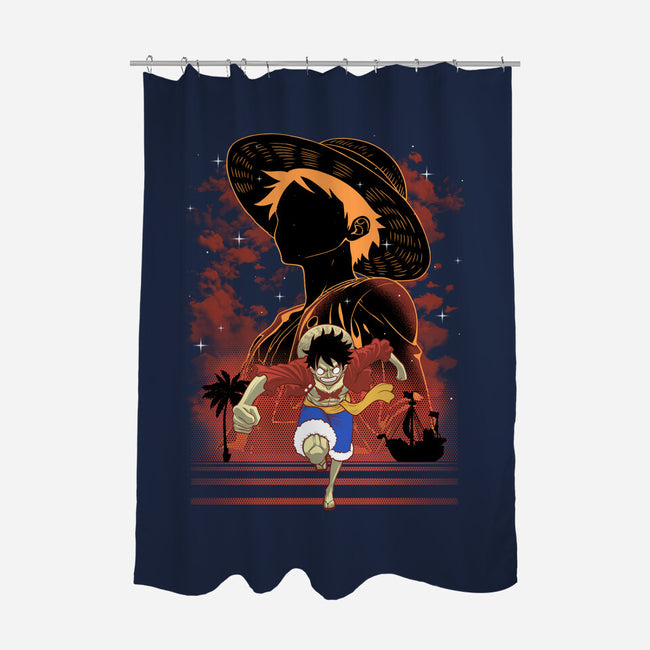 Rubber Pirate Shadow Lineart-None-Polyester-Shower Curtain-Astrobot Invention
