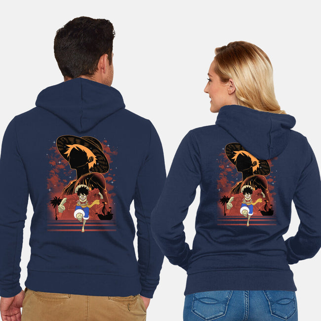 Rubber Pirate Shadow Lineart-Unisex-Zip-Up-Sweatshirt-Astrobot Invention