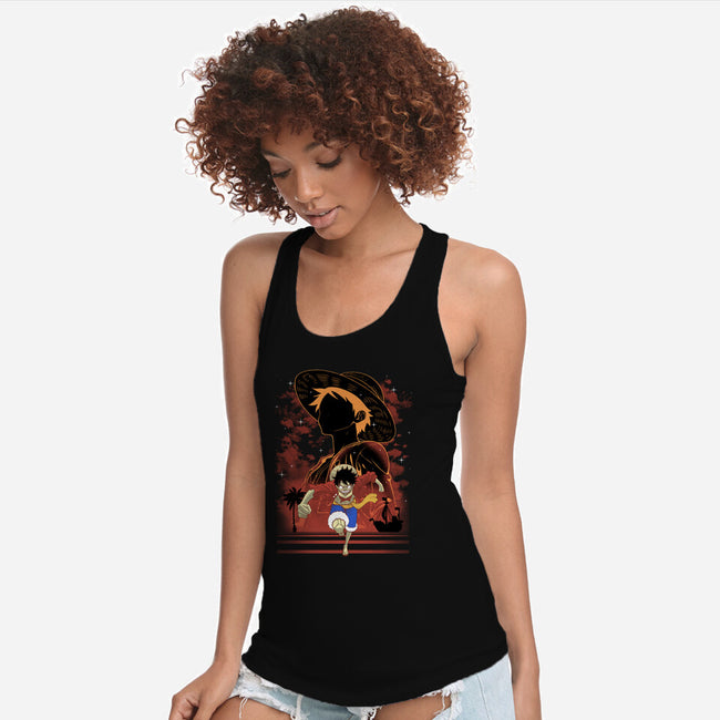 Rubber Pirate Shadow Lineart-Womens-Racerback-Tank-Astrobot Invention