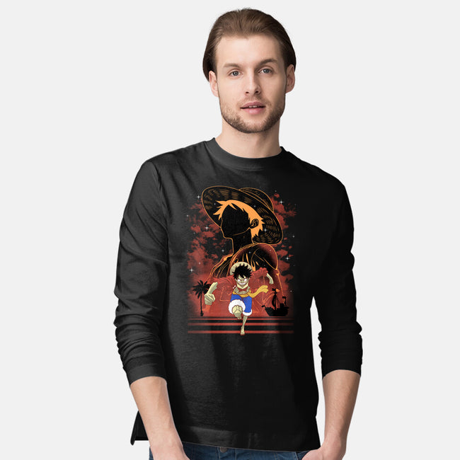 Rubber Pirate Shadow Lineart-Mens-Long Sleeved-Tee-Astrobot Invention