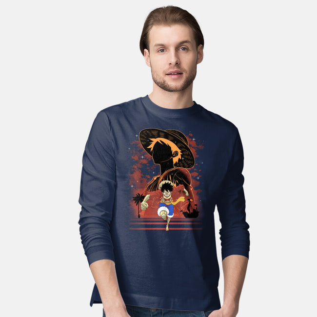 Rubber Pirate Shadow Lineart-Mens-Long Sleeved-Tee-Astrobot Invention
