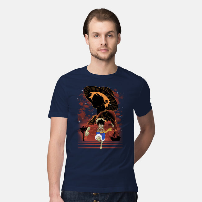 Rubber Pirate Shadow Lineart-Mens-Premium-Tee-Astrobot Invention