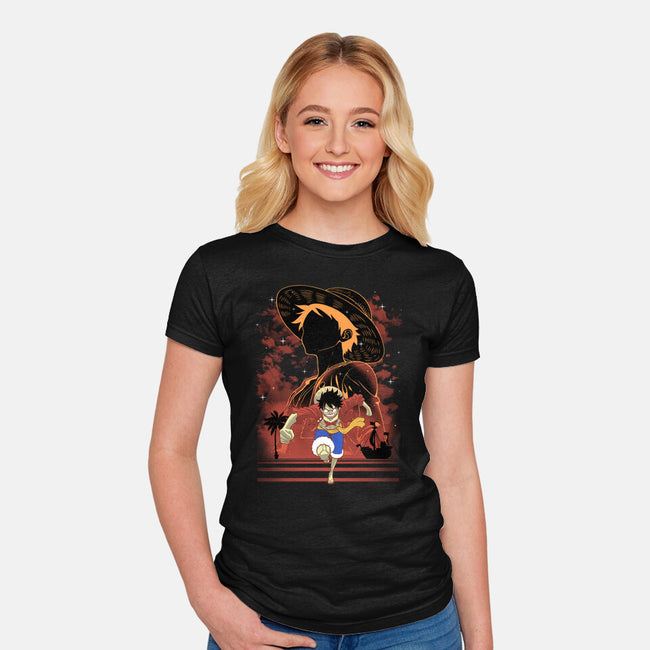 Rubber Pirate Shadow Lineart-Womens-Fitted-Tee-Astrobot Invention