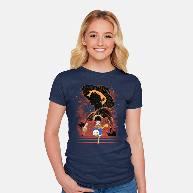 Rubber Pirate Shadow Lineart-Womens-Fitted-Tee-Astrobot Invention